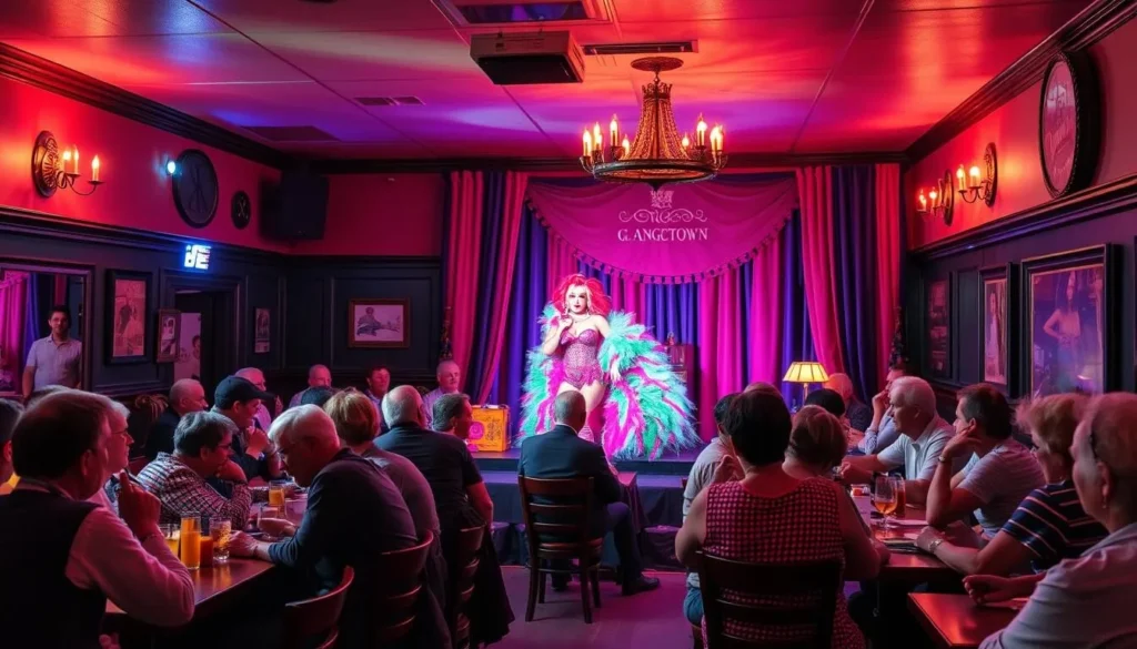 Colorful drag performance at the Crown & Anchor in Provincetown Massachusetts with an enthusiastic audience Colorful drag performance at the Crown & Anchor in Provincetown Massachusetts with an enthusiastic audience
