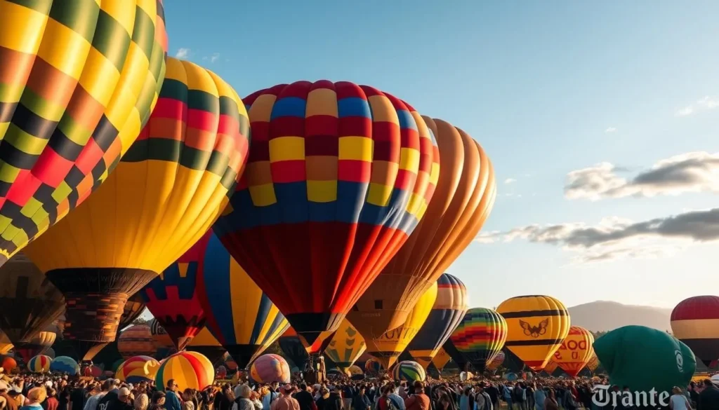 Colorful hot air balloons at the Adirondack Balloon Festival in Warren County, NY Colorful hot air balloons at the Adirondack Balloon Festival in Warren County, NY