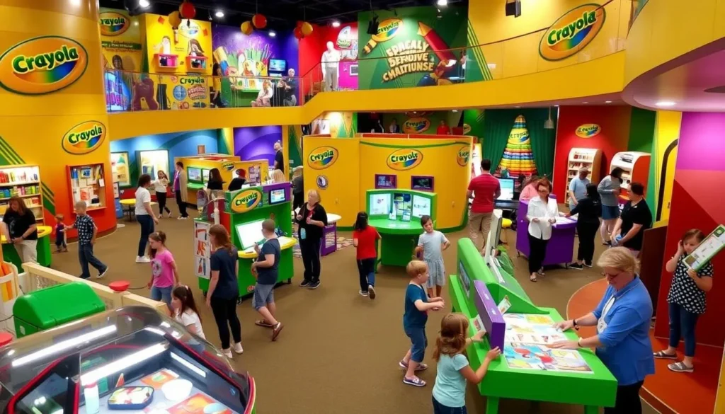 Colorful interior of the Crayola Experience in Easton Pennsylvania with interactive exhibits Colorful interior of the Crayola Experience in Easton Pennsylvania with interactive exhibits
