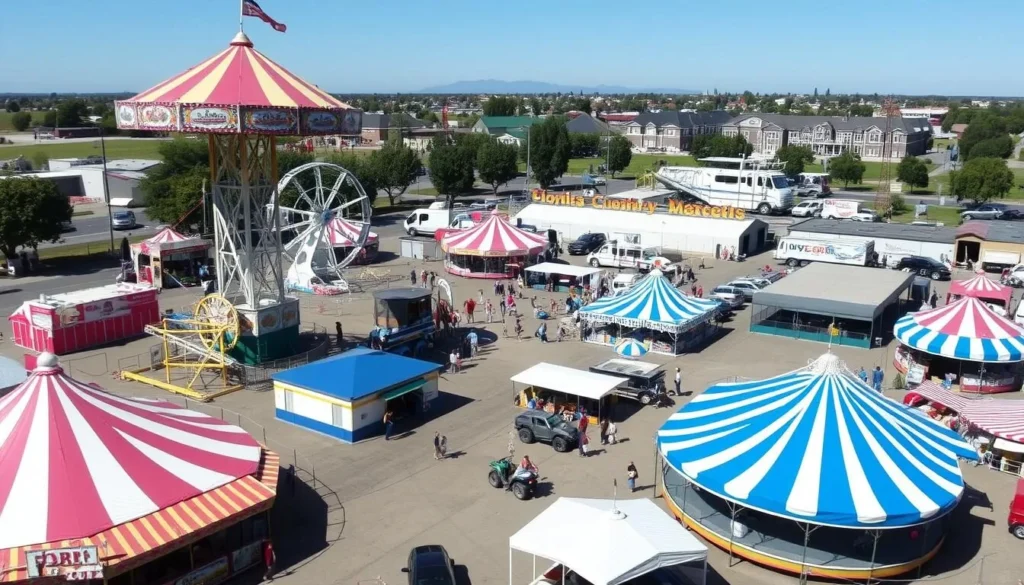 Colusa County Fair with carnival rides and agricultural exhibits Colusa County Fair with carnival rides and agricultural exhibits