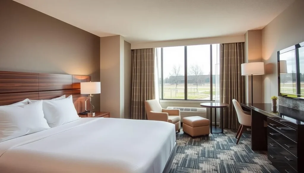 Comfortable hotel room in Bellevue Nebraska with modern amenities Comfortable hotel room in Bellevue Nebraska with modern amenities