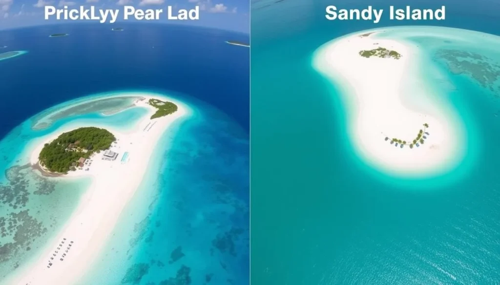 Comparison view of Prickly Pear Island and Sandy Island in Anguilla Comparison view of Prickly Pear Island and Sandy Island in Anguilla