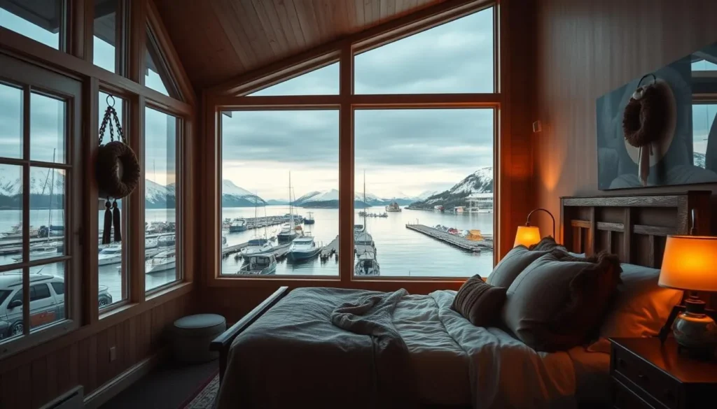Cozy accommodation in Dutch Harbor with views of the harbor and mountains