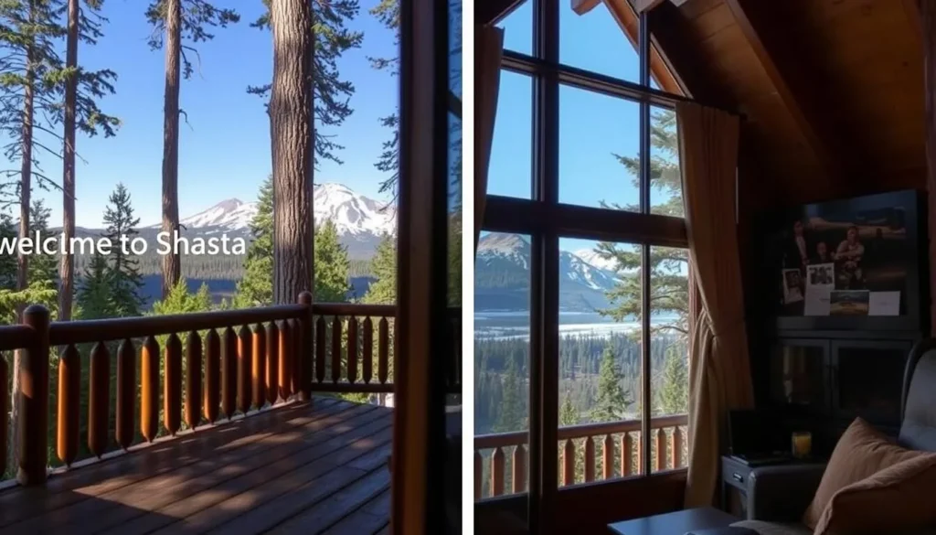 Cozy cabin accommodation with Mount Shasta view, representing lodging options in Siskiyou County California Cozy cabin accommodation with Mount Shasta view, representing lodging options in Siskiyou County California