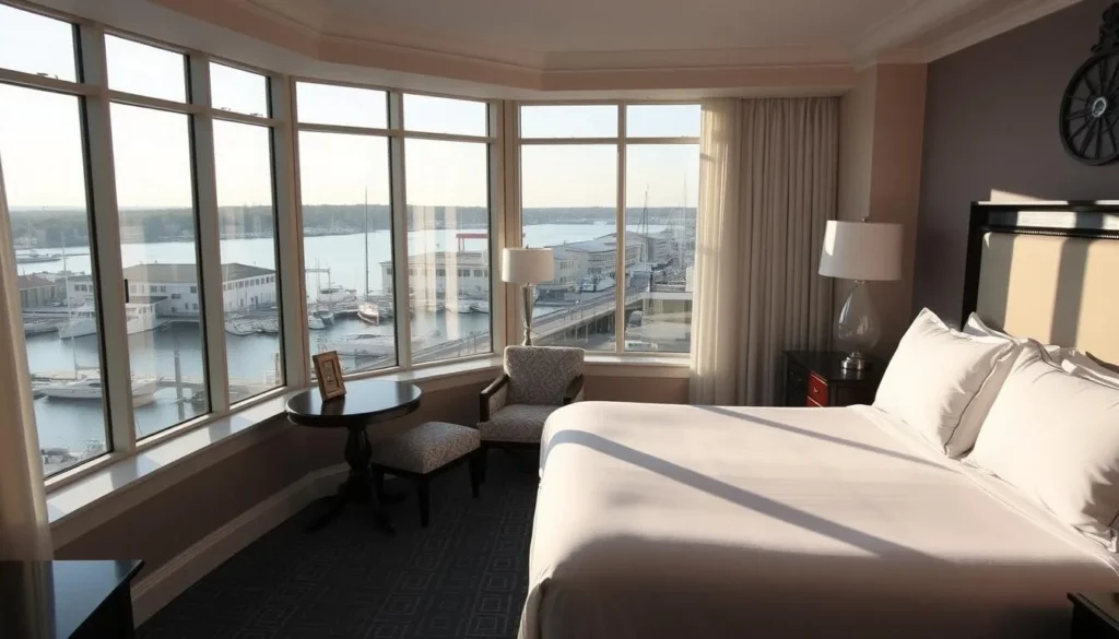 Cozy hotel room overlooking Milford Harbor Cozy hotel room overlooking Milford Harbor