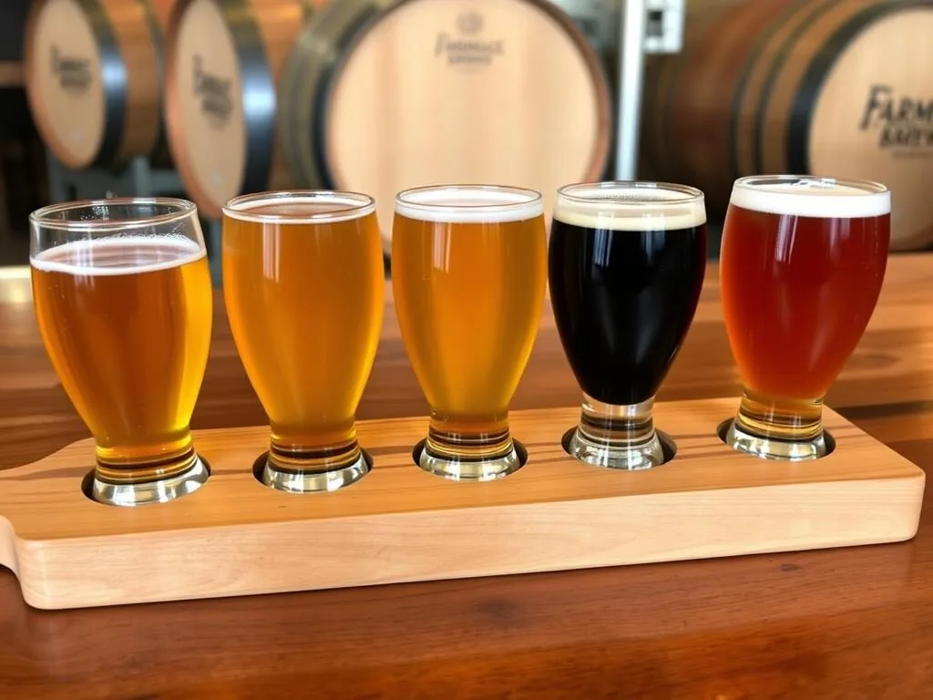 Craft beer flight at Farmhouse Brewery in Tioga County NY