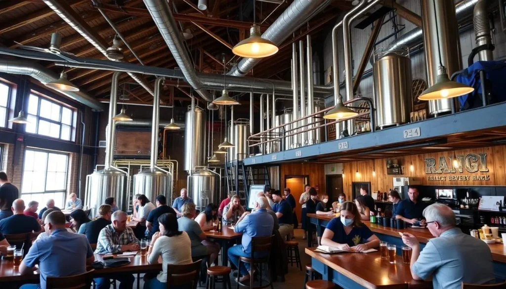 Craft brewery in Missoula Montana with people enjoying local beer Craft brewery in Missoula Montana with people enjoying local beer