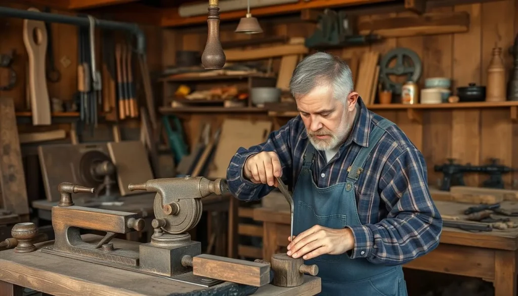 Craftsman working with antique woodworking tools at Blue Ox Millworks in Eureka Craftsman working with antique woodworking tools at Blue Ox Millworks in Eureka
