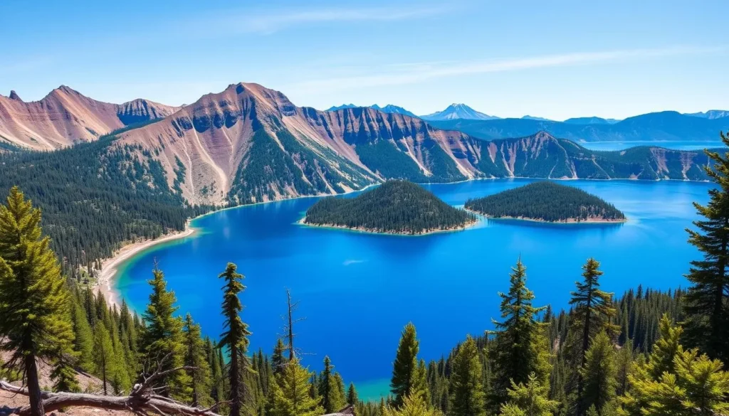 Crater Lake National Park image with deep blue waters and surrounding landscape