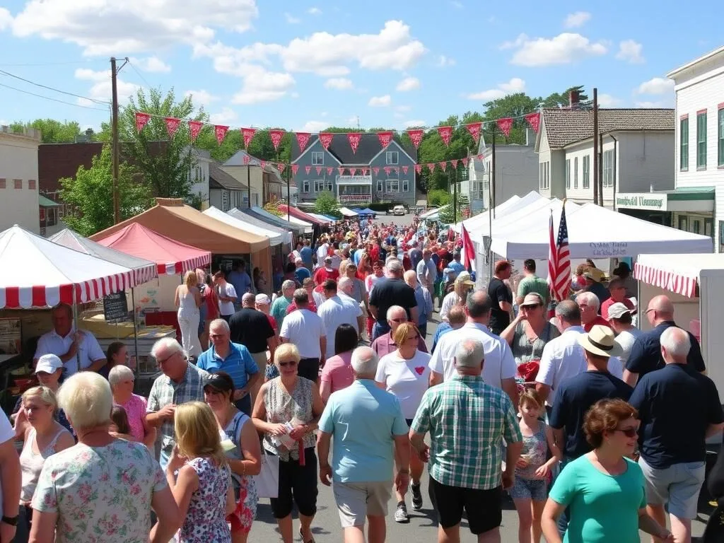 Cream Cheese Festival celebration in Lowville, Lewis County with crowds enjoying activities Cream Cheese Festival celebration in Lowville, Lewis County with crowds enjoying activities