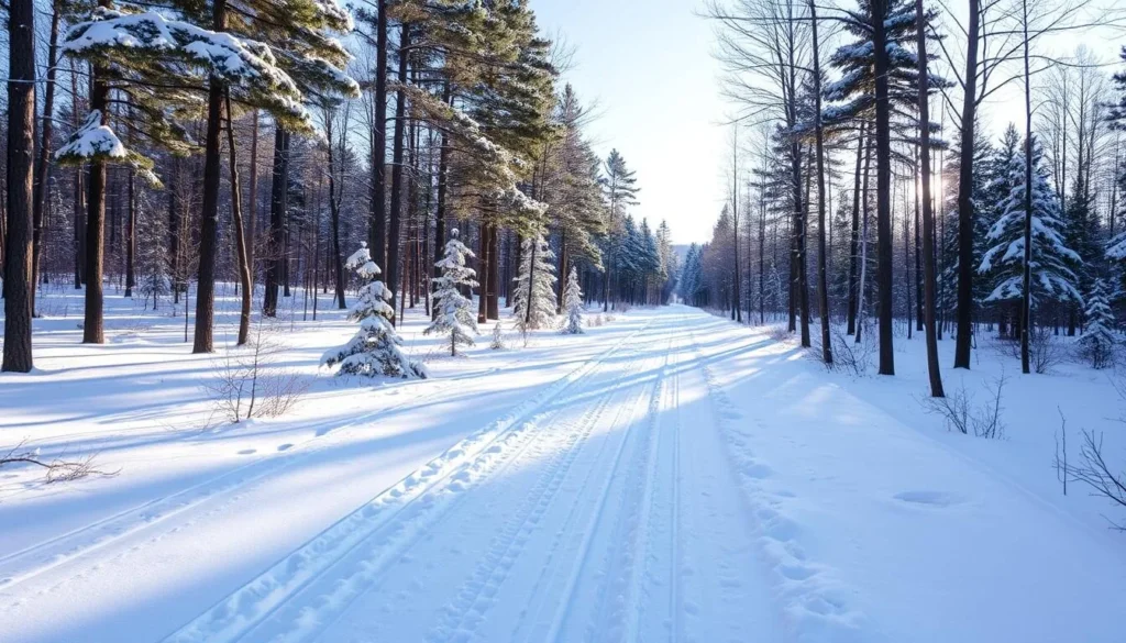 Cross-country skiing trail in Oswego County, New York Cross-country skiing trail in Oswego County, New York