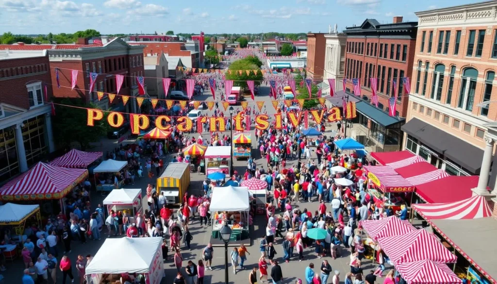 Crowds enjoying the annual Popcorn Festival in downtown Valparaiso Crowds enjoying the annual Popcorn Festival in downtown Valparaiso