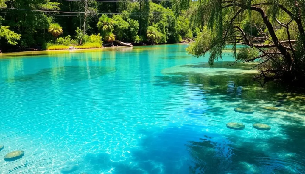 Crystal clear blue waters of Poe Springs in Alachua County Florida