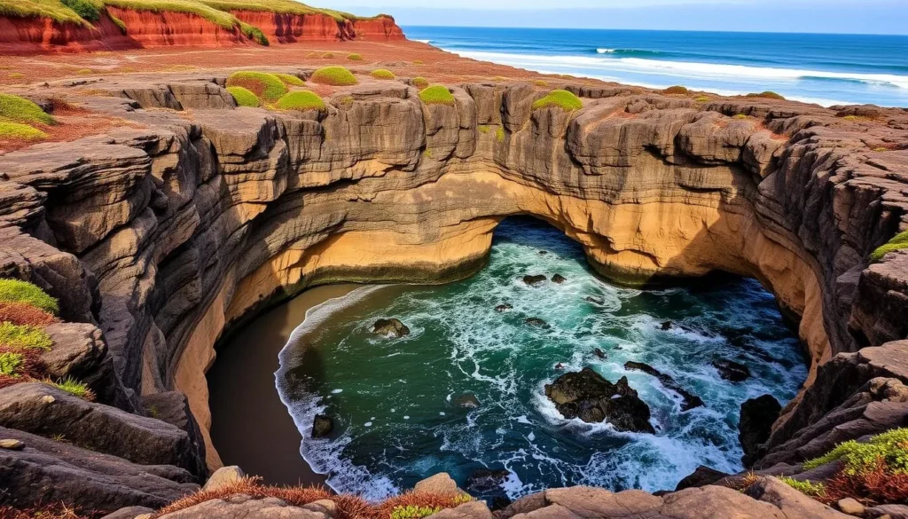 Devils Punch Bowl Oregon, a natural sea-formed rock structure