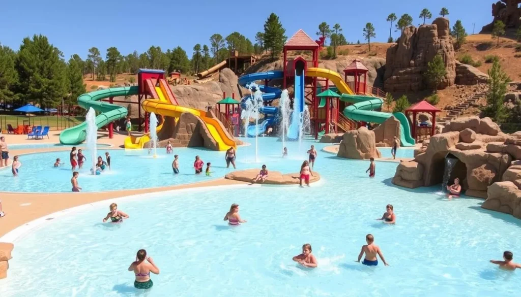Diamond Springs Water Park at Crater of Diamonds State Park with water features Diamond Springs Water Park at Crater of Diamonds State Park with water features