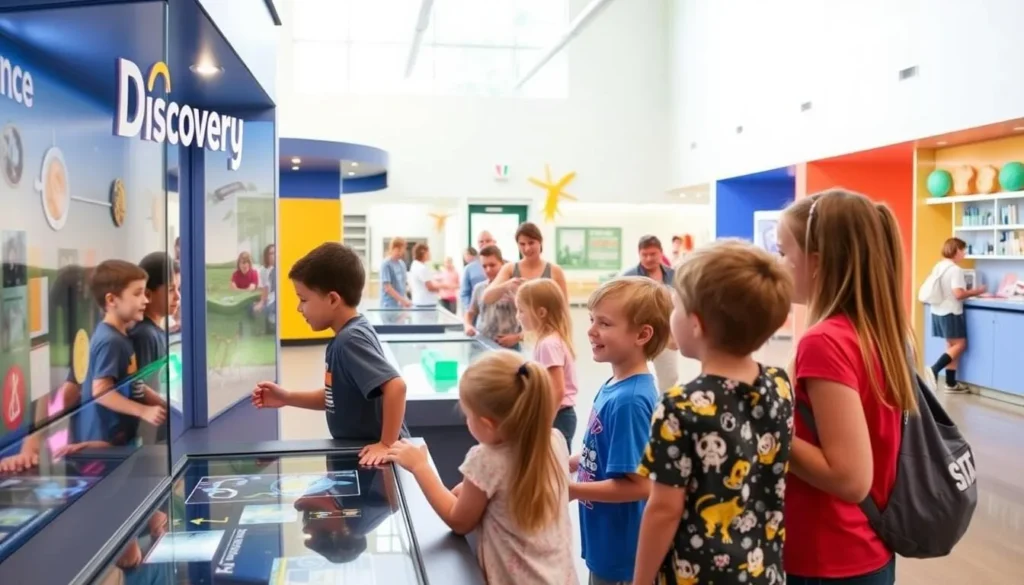 Discovery Center in Ocala, Marion County Florida with children engaged in interactive exhibits Discovery Center in Ocala, Marion County Florida with children engaged in interactive exhibits