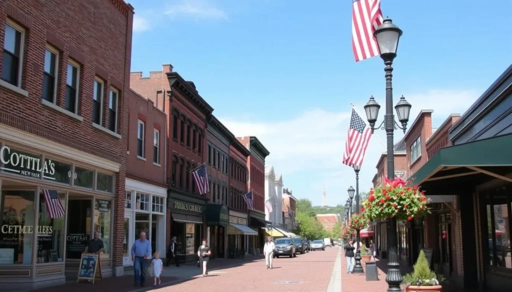 Downtown Cortland, New York with shops and historic buildings Downtown Cortland, New York with shops and historic buildings