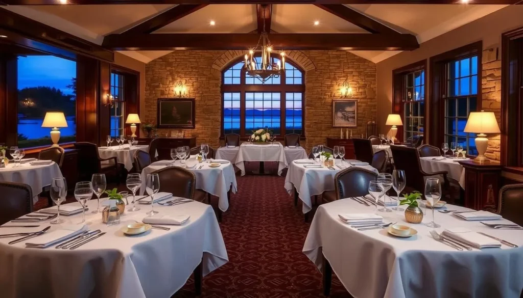 Elegant dining room at The Inn at Erlowest in Lake George, Warren County, NY Elegant dining room at The Inn at Erlowest in Lake George, Warren County, NY