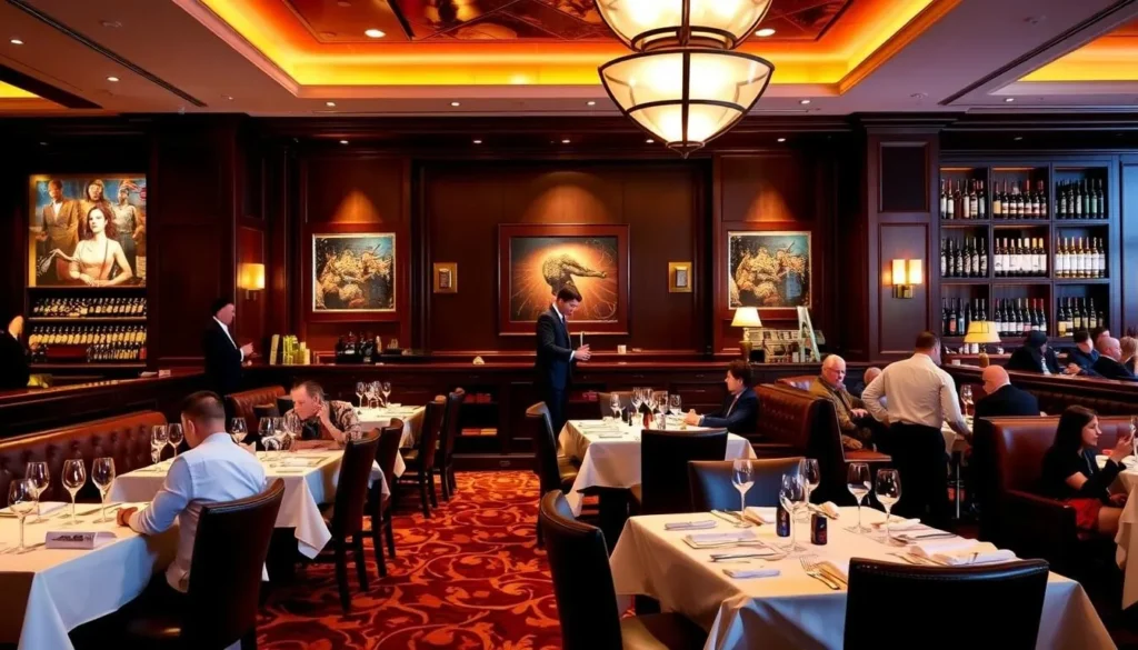 Elegant steakhouse interior at a Bossier City casino restaurant Elegant steakhouse interior at a Bossier City casino restaurant