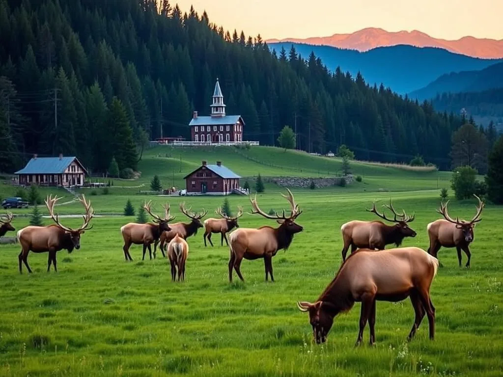 Elk grazing in Cataloochee Valley meadow in Great Smoky Mountains National Park Elk grazing in Cataloochee Valley meadow in Great Smoky Mountains National Park