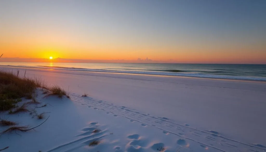 Empty Carrabelle Beach at sunset in Franklin County Florida Empty Carrabelle Beach at sunset in Franklin County Florida