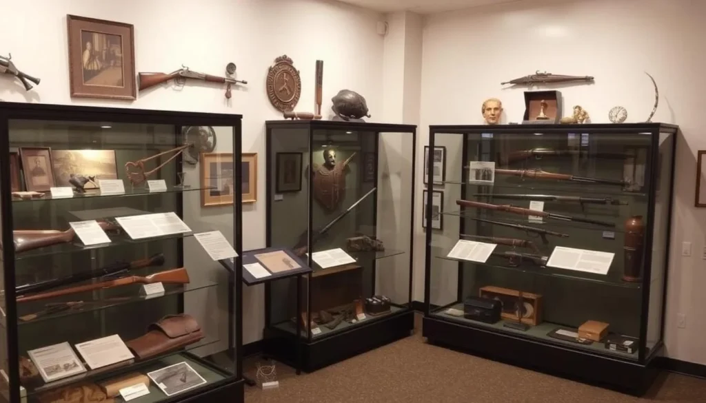 Exhibit display at the Berman Museum showing historical artifacts Exhibit display at the Berman Museum showing historical artifacts