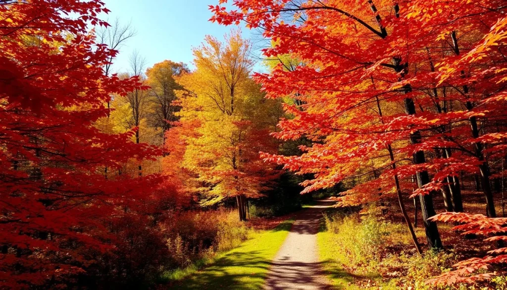 Fall foliage along hiking trails in Westchester County