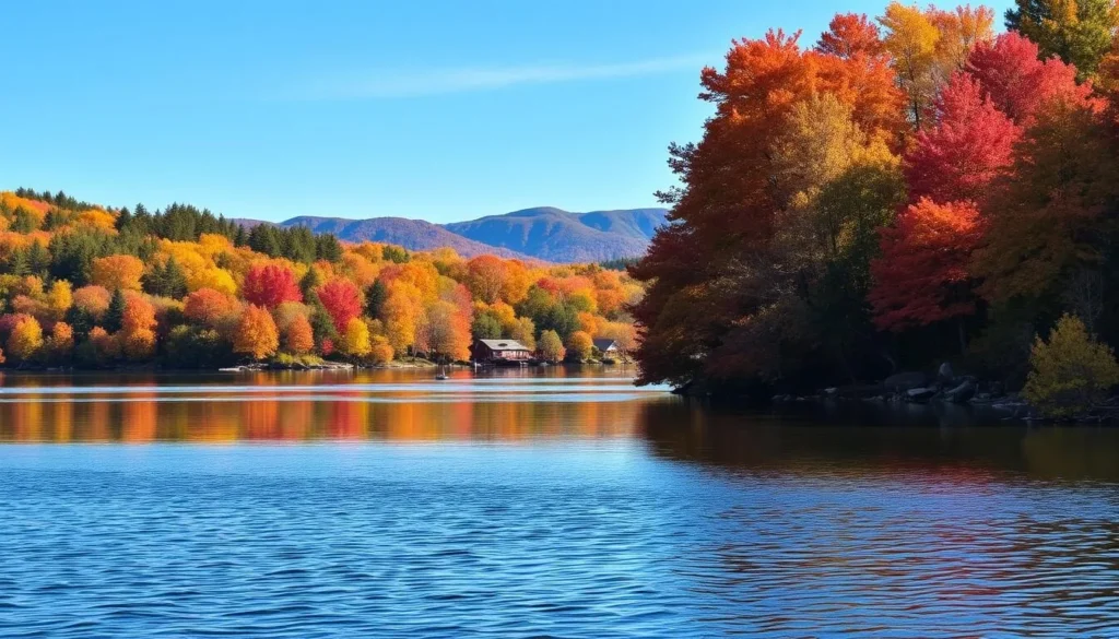 Fall foliage along the shores of Great Sacandaga Lake in Fulton County, New York Fall foliage along the shores of Great Sacandaga Lake in Fulton County, New York