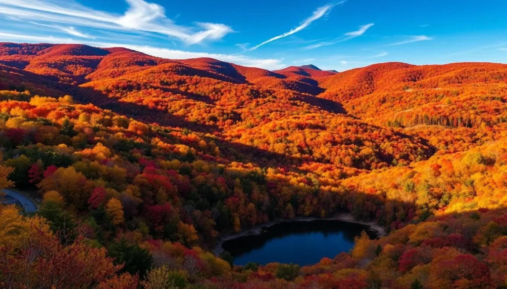 Fall foliage in Delaware County New York with vibrant autumn colors covering the Catskill Mountains Fall foliage in Delaware County New York with vibrant autumn colors covering the Catskill Mountains
