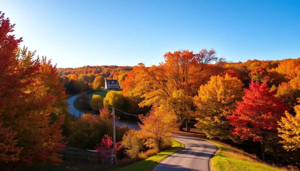 Fall foliage in Rensselaer County, New York with vibrant autumn colors Fall foliage in Rensselaer County, New York with vibrant autumn colors