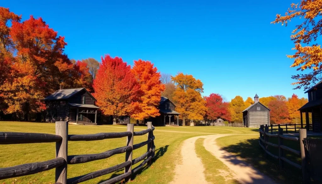 Fall foliage surrounding the historic buildings at New Salem Fall foliage surrounding the historic buildings at New Salem