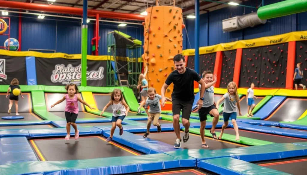 Families enjoying activities at Planet Obstacle indoor adventure park in Lake Mary Families enjoying activities at Planet Obstacle indoor adventure park in Lake Mary