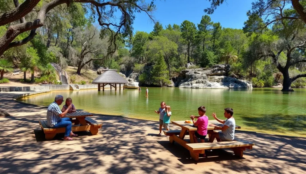 Family enjoying a picnic at Ponce de Leon Springs State Park in Holmes County, Florida Family enjoying a picnic at Ponce de Leon Springs State Park in Holmes County, Florida