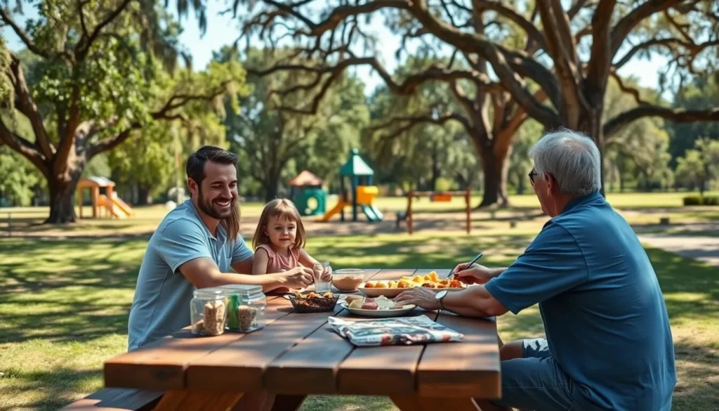 Family enjoying a picnic at a Sumter County Florida park Family enjoying a picnic at a Sumter County Florida park
