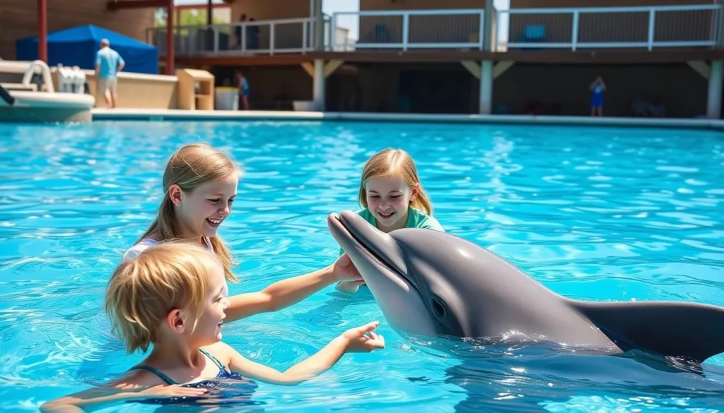 Family enjoying interactive exhibits at Marineland Dolphin Adventure in Flagler County Florida Family enjoying interactive exhibits at Marineland Dolphin Adventure in Flagler County Florida