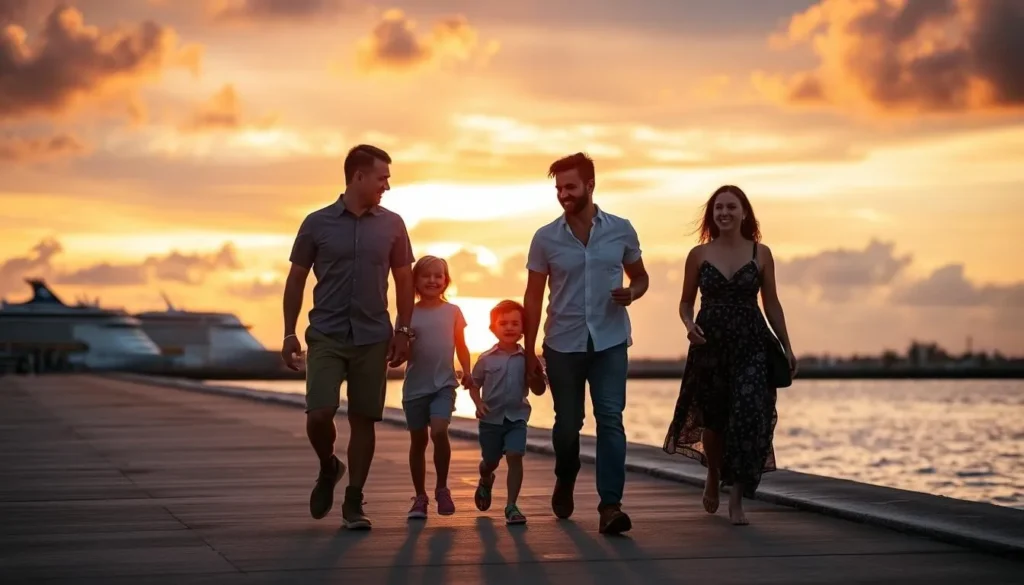 Family enjoying sunset at Jetty Park in Brevard County, Florida Family enjoying sunset at Jetty Park in Brevard County, Florida