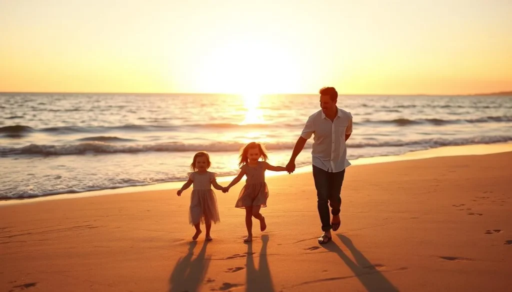 Family enjoying sunset at Laguna Beach in Orange County California, representing the perfect end to experiencing the best things to do in the area Family enjoying sunset at Laguna Beach in Orange County California, representing the perfect end to experiencing the best things to do in the area