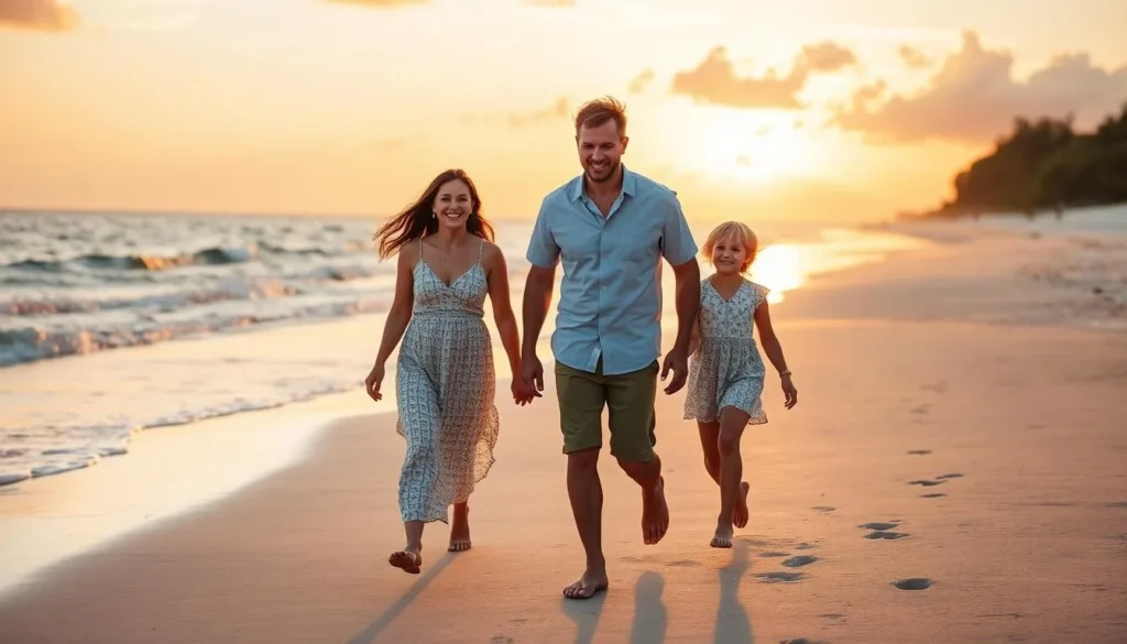 Family enjoying sunset on a pristine beach in Indian River County Family enjoying sunset on a pristine beach in Indian River County