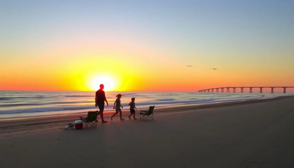 Family enjoying sunset on the beach at Delaware Seashore State Park Family enjoying sunset on the beach at Delaware Seashore State Park