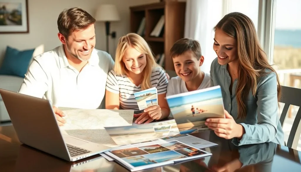 Family planning their Okaloosa County vacation with maps and guidebooks Family planning their Okaloosa County vacation with maps and guidebooks