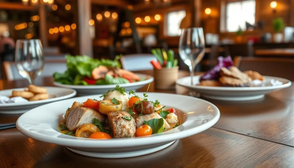 Farm-to-table dining at a restaurant in Livingston County featuring local produce Farm-to-table dining at a restaurant in Livingston County featuring local produce
