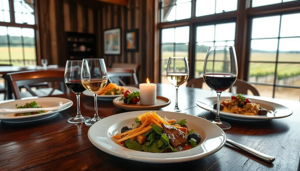 Farm-to-table dining experience at a Finger Lakes winery restaurant with wine pairings Farm-to-table dining experience at a Finger Lakes winery restaurant with wine pairings