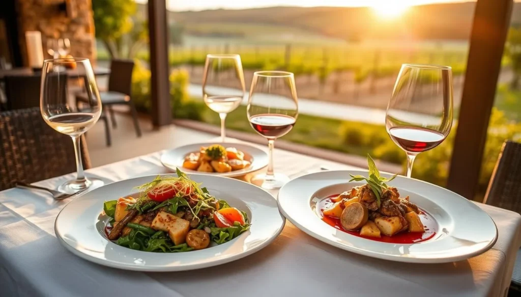 Farm-to-table dining experience at a Paso Robles winery restaurant with vineyard views Farm-to-table dining experience at a Paso Robles winery restaurant with vineyard views