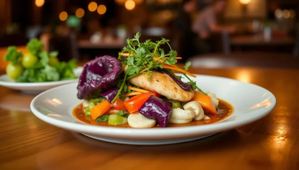 Farm-to-table restaurant dish featuring local San Luis Obispo County ingredients Farm-to-table restaurant dish featuring local San Luis Obispo County ingredients