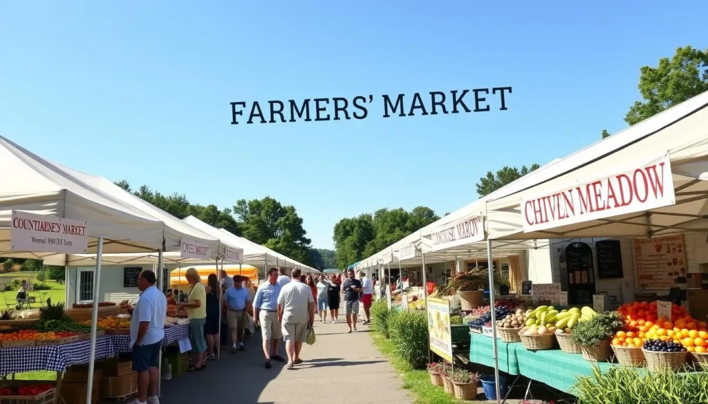 Farmers market at Howe Meadow in Cuyahoga Valley National Park with local produce stands