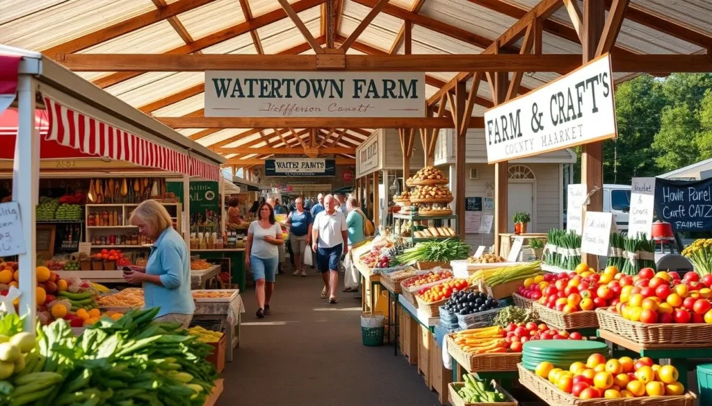 Farmers market in Watertown, Jefferson County with fresh local produce and vendors Farmers market in Watertown, Jefferson County with fresh local produce and vendors