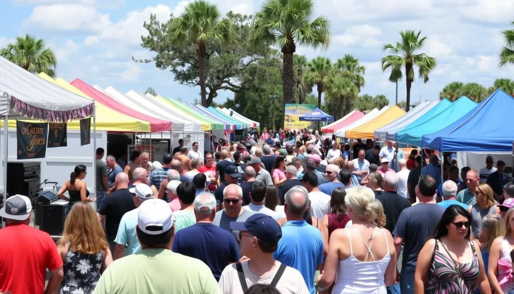 Festival crowd enjoying live music at an outdoor event in Charlotte County Festival crowd enjoying live music at an outdoor event in Charlotte County