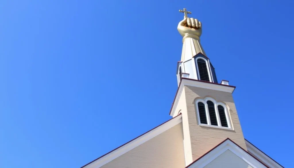 First Presbyterian Church in Port Gibson Mississippi with its famous golden hand steeple First Presbyterian Church in Port Gibson Mississippi with its famous golden hand steeple