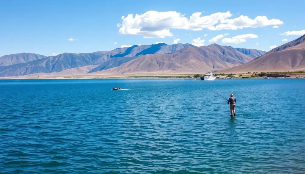Fishing at Mantua Reservoir near Brigham City Utah Fishing at Mantua Reservoir near Brigham City Utah