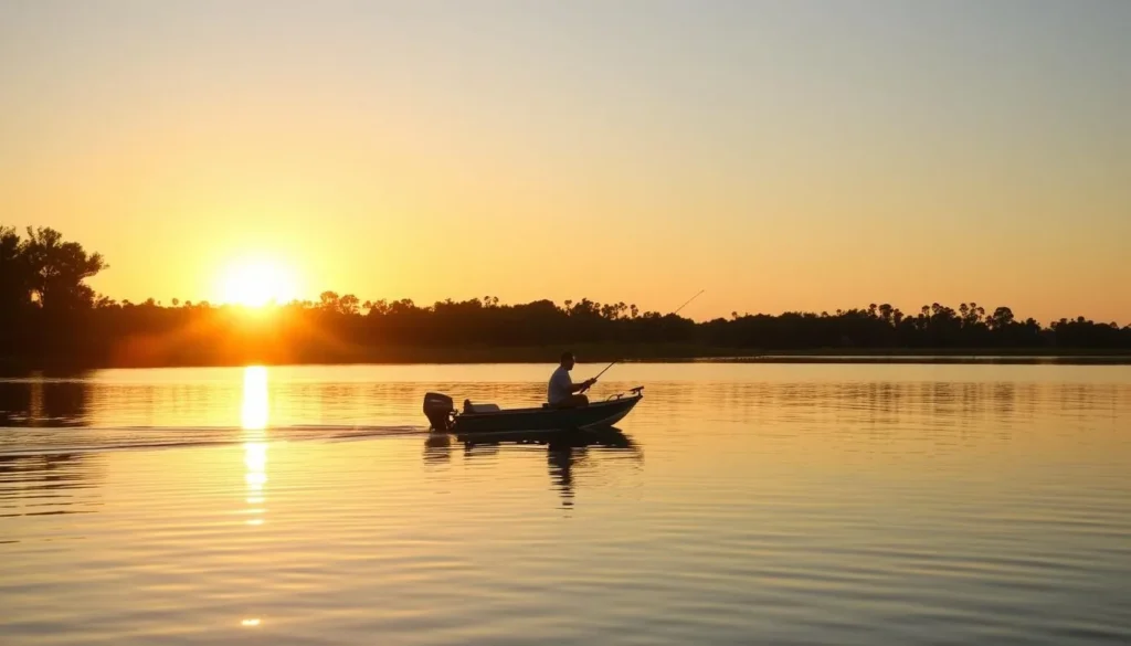 Fishing on Lake Miccosukee in Jefferson County, Florida at sunset Fishing on Lake Miccosukee in Jefferson County, Florida at sunset